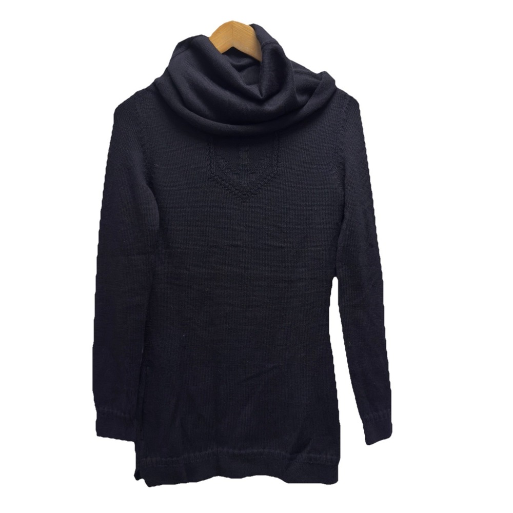 Jean Paul Gaultier Womens Size Small Navy Wool Nautical Anchor Cowl Neck Sweater